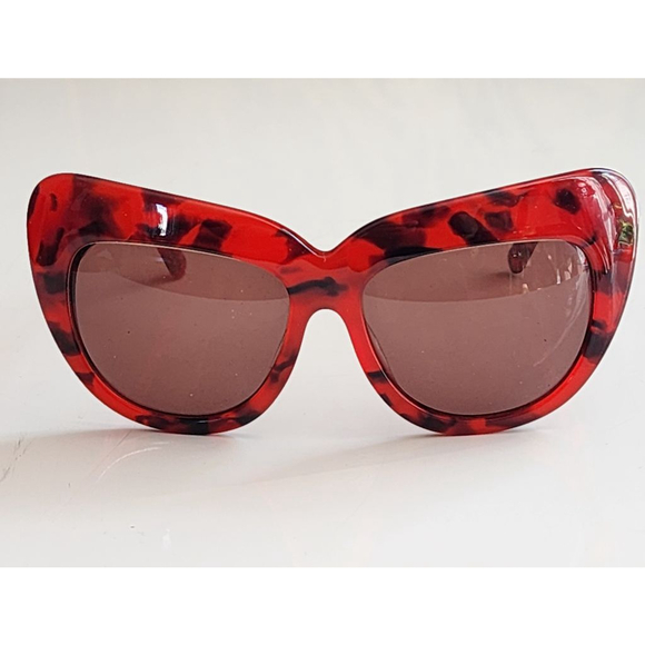 House of Harlow 1960 Chelsea Oversized Cat Eye Tortoise Sunglasses Red - Picture 7 of 9